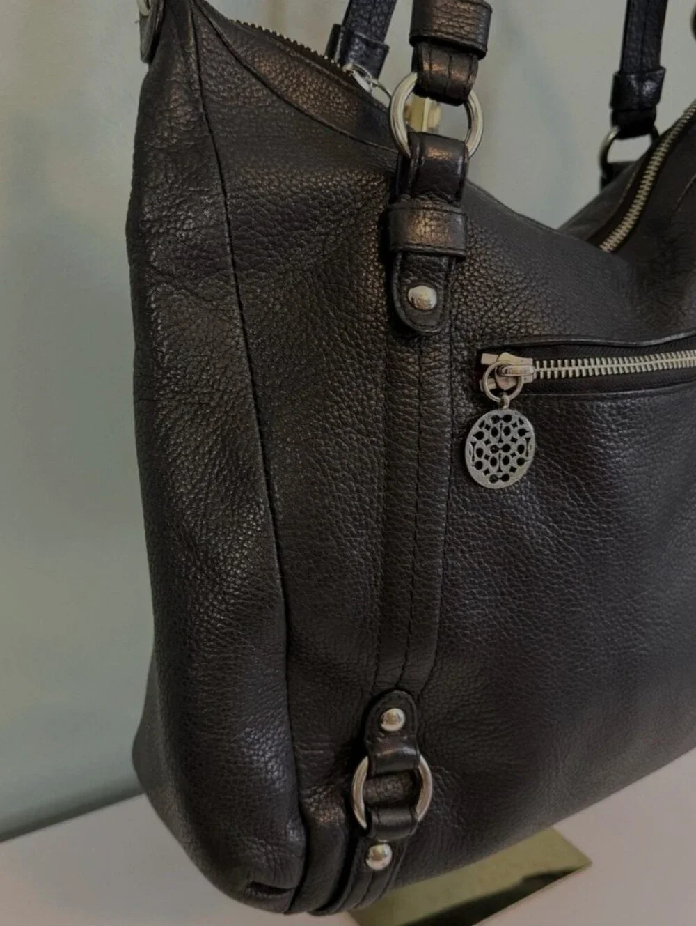 Coach Alexandra Leather Shoulder Bag Black Convertable Satchel F17566 Euc!